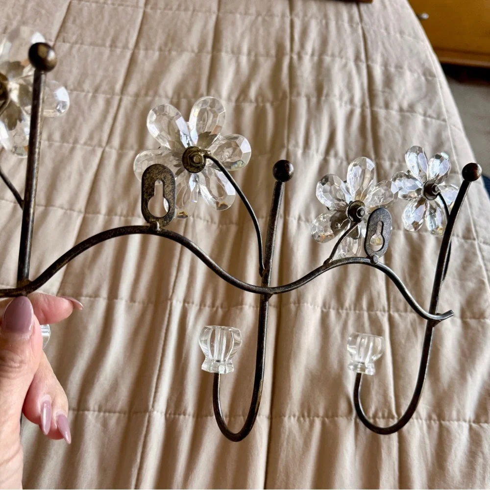 Brown and Clear Floral Wall Hook Rack